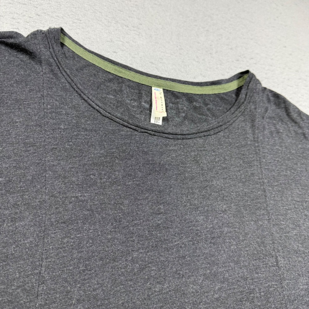 FP Movement Free People Charcoal Grey Dolman Sleeve Linen Blend Graphic Top L